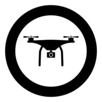 Drohnensymbol schwarze Farbe im Kreis oder rund vektor