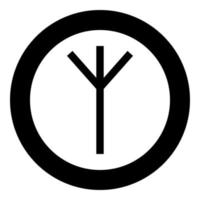 algiz elgiz runa älg vass försvar symbol ikon svart färg vektor i cirkel rund illustration platt stil bild