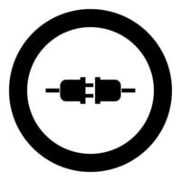 Steckdose und Stecker Symbol Farbe schwarz im Kreis rund vektor