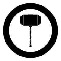 Thors Hammer Mjolnir Symbol Farbe schwarz Vektor im Kreis runde Abbildung Flat Style Image