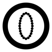 Halskette Perlenschmuck mit Perle Bijouterie Schmuck Symbol im Kreis rund schwarz Farbe Vektor Illustration solide Umriss Stil Bild