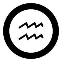 wassermann symbol tierkreis symbol schwarze farbe im runden kreis vektor
