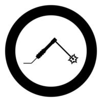 Schweißprozessfunken von der Elektrode mit Fackelarbeit und Werkzeugkonzept-Symbol im Kreis rundes schwarzes Farbvektor-Illustrations-Flat-Style-Image vektor