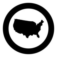 karta över Amerika Förenta staterna USA ikon i cirkel rund svart färg vektor illustration bild solid kontur stil