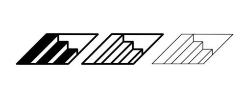 Abwärtsleiter-Symbol. Die Treppenlinie geht nach oben. Abflachbare Linie und Silhouettendesign. Logo, Webdesign. vektor