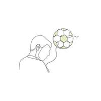 kontinuerlig linje ritning fotboll illustration vektor isolerade ritade