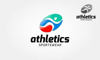 Leichtathletik Sportbekleidung Vektor-Logo-Vorlage. schnelle einfache stilisierte Sportlerfigur. menschliches laufendes Vektorlogo. Logo-Vorlage für Sport geeignet. vektor