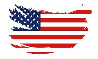 USA:s flagga, borste bakgrund. USA flagga borste vektor. glad 4 juli USA självständighetsdagen gratulationskort. bokstäver och amerikanska flaggan grunge borste färg bakgrund. vektor