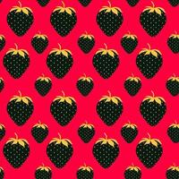 abstrakt jordgubbar seamless mönster på röd bakgrund vektor