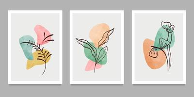 botanische Wandkunst am Set. kreativer minimalistischer handgemalter. abstrakte geometrische Elemente. mit verschiedenen Formen für Kunstdruck, Cover, Tapete. Vektor-Illustration vektor