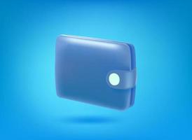 blaues Ledergeldbeutel-Symbol auf blauem Hintergrund. 3D-Vektor-Illustration vektor