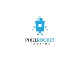 Pixel-Raketen-Logo-Vorlage, Raketen- und Pixel-Konzept vektor