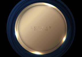 abstrakte moderne Luxus-3D-blaue und goldene Kreise mit Beleuchtung auf schwarzem Hintergrund vektor