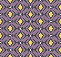 ethnisches Stammesgitter geometrisches Rautenquadrat, Dreiecksform gelb lila Farbe nahtloser Musterhintergrund. Verwendung für Stoffe, Textilien, Innendekorationselemente, Polster, Verpackungen. vektor