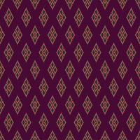 ikat traditionell lila - violett, grün und goldfarbe kleine geometrische rautenform nahtloser musterhintergrund. Verwendung für Stoffe, Textilien, Innendekorationselemente, Verpackungen. vektor