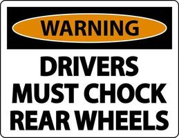 Warnung Fahrer müssen Räder Etikett auf weißem Hintergrund bremsen vektor