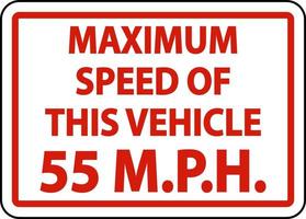 Höchstgeschwindigkeit 55 mph Etikettenschild auf weißem Hintergrund vektor