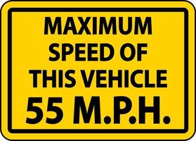 Höchstgeschwindigkeit 55 mph Etikettenschild auf weißem Hintergrund vektor