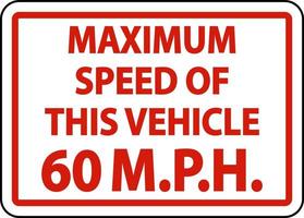 Höchstgeschwindigkeit 60 mph Etikettenschild auf weißem Hintergrund vektor