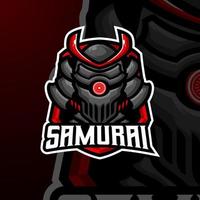 samurai masscot logotyp esport premium vektor