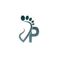 Buchstabe p-Symbol-Logo kombiniert mit Footprint-Icon-Design vektor