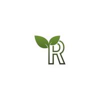 buchstabe r mit grünem blattsymbol logo vektor