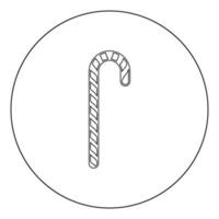 Candy Cane schwarzes Symbol im Kreis Vektor-Illustration isoliert vektor