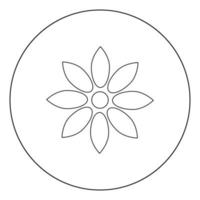 Blume schwarzes Symbol im Kreis Vektor-Illustration isoliert. vektor