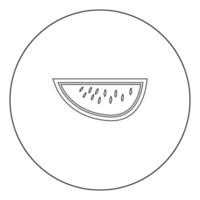 Schwarzes Symbol der Wassermelone in der Kreisvektorillustration lokalisiert. vektor