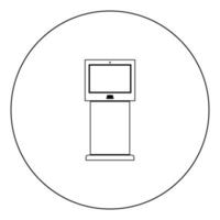 terminal stativ med pekskärm svart ikon i cirkel vektorillustration isolerade. vektor