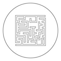 Labyrinth-Labyrinth-Rätsel schwarzes Symbol im Kreis-Vektor-Illustration isoliert. vektor