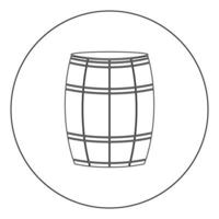 Wein- oder Bierfässer schwarzes Symbol in Kreisvektorillustration isoliert. vektor