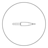 Studio-Audiokabelanschluss oder Mini-Klinkensymbol schwarze Farbe im Kreis vektor