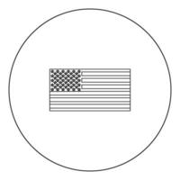 amerikanska flaggan ikonen svart färg i cirkel vektor
