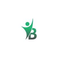 buchstabe b symbol logo mit abstraktem erfolg mann vorne, alphabet logo symbol kreatives design vektor