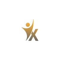 Buchstabe x-Symbol-Logo mit abstraktem Erfolg Mann vorne, Alphabet-Logo-Symbol kreatives Design vektor