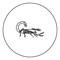 Skorpion-Symbol schwarze Farbe im Kreis vektor