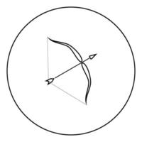 Pfeil und Bogen Symbol schwarze Farbe im Kreis vektor
