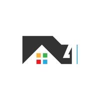 nummer 4 logotyp ikon för hus, fastighetsvektor vektor