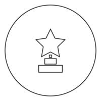 Trophäe Star Gewinner Auszeichnung schwarzes Symbol im Kreisumriss vektor