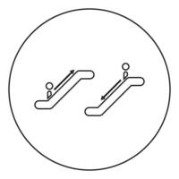 Rolltreppe schwarzes Symbol im Kreisumriss vektor
