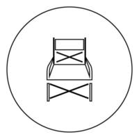 Klappstuhl schwarzes Symbol im Kreisumriss vektor
