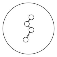 Route schwarze Symbolumrisse im Kreisbild vektor