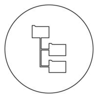 Ordnerstruktur schwarzer Symbolumriss im Kreisbild vektor