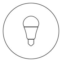 LED-Glühbirne schwarze Symbolumrisse im Kreisbild vektor