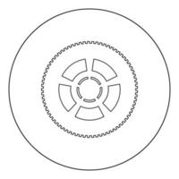 Auto-Rad-Symbol schwarze Farbe im Kreis oder rund vektor