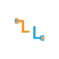 Buchstabe l-Logo-Symbol, das ein Schraubenschlüssel- und Bolzendesign bildet