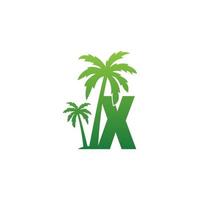 buchstabe x logo und kokosnussbaum symbol design vektor