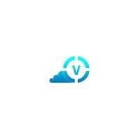 Kreis V Logo Brief Designkonzept in Verlaufsfarben vektor