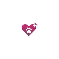 hund fotavtryck logotyp kärlek ikon designkoncept vektor